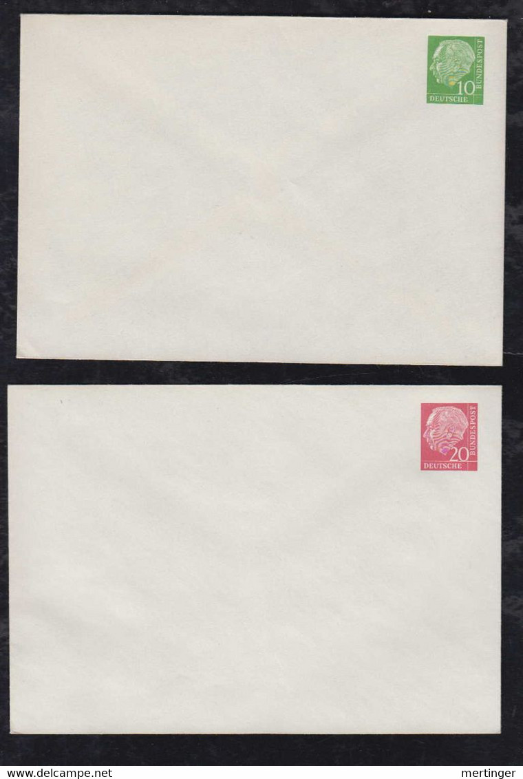 BRD Bund 1954 Heuss 10Pf + 20Pf Privat Ganzsache Umschlag PU8 + PU9 ** - Enveloppes Privées - Neuves