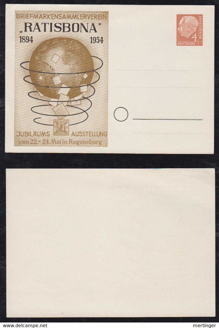 BRD Bund 1954 Heuss 4Pf Privat Ganzsache Postkarte PP5 ** Regensburg - Cartes Postales Privées - Neuves