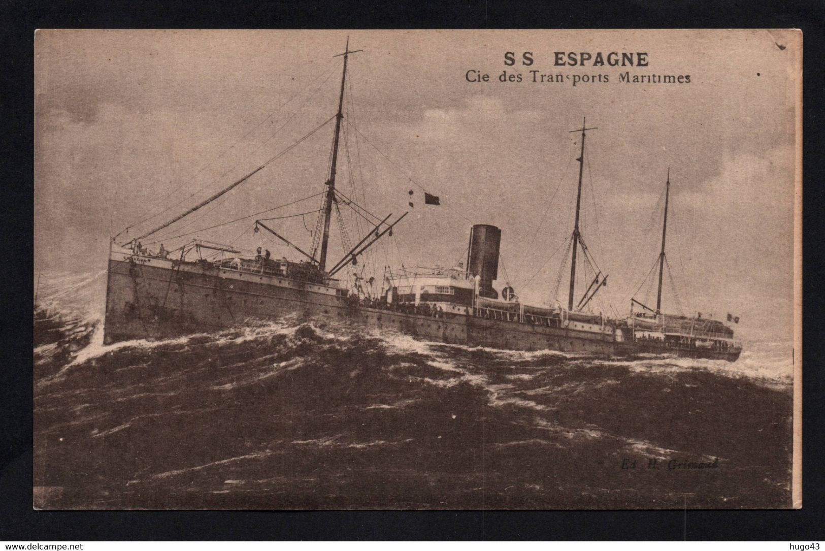 (RECTO / VERSO) PAQUEBOT L' ESPAGNE - Cie DES TRANSPORT MARITIMES - CPA - 75 - Paquebots