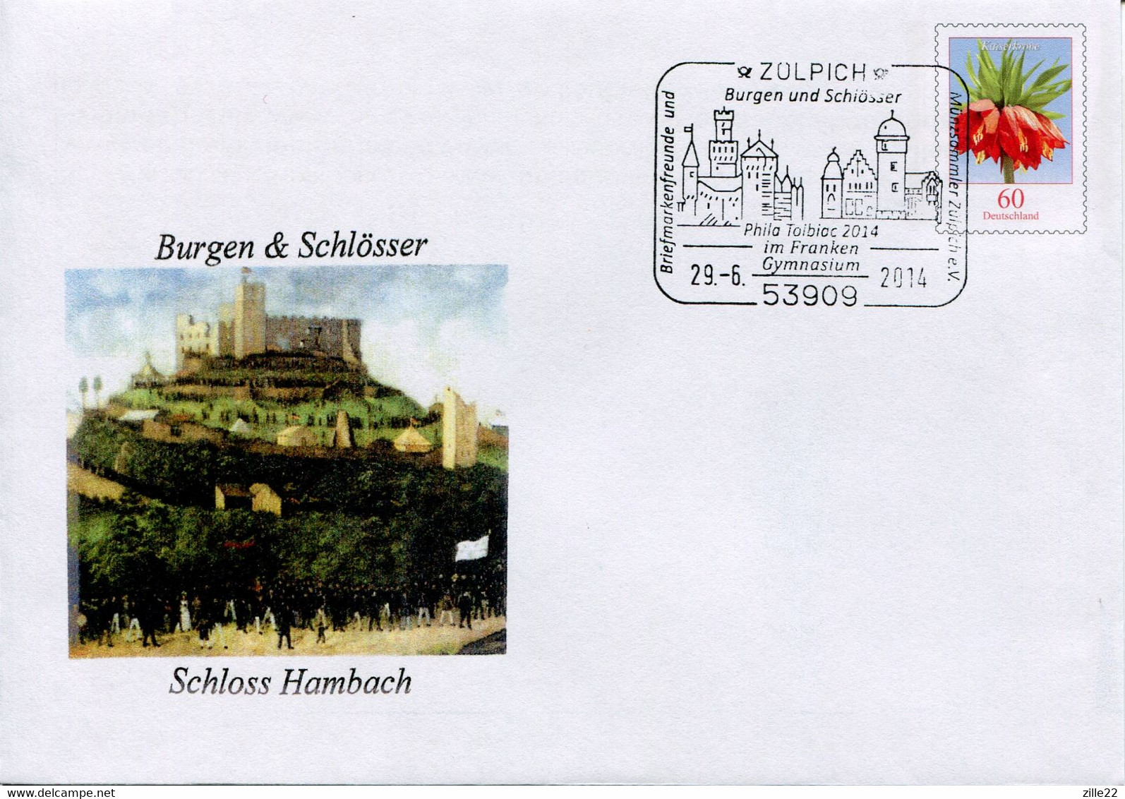 Germany Deutschland Postal Stationery - Cover - Flora Design - Castles And Palaces - Enveloppes Privées - Oblitérées