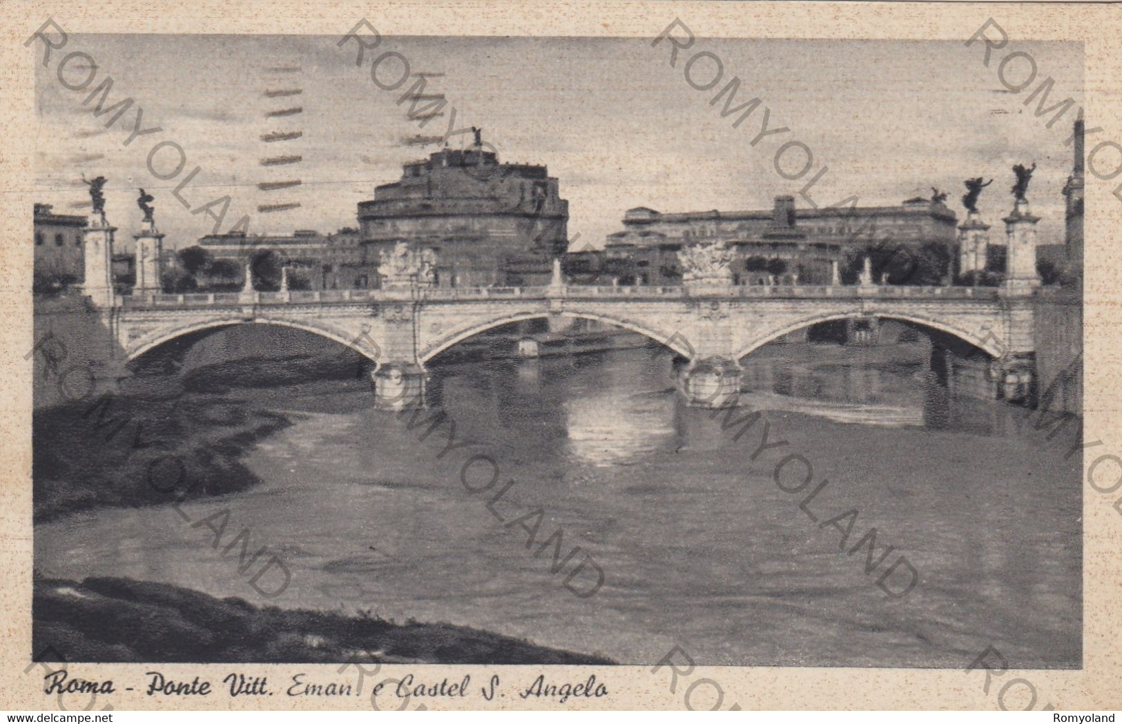 CARTOLINA  ROMA,LAZIO,PONTE VITTORIO EMANUELE E CASTEL S.ANGELO,STORIA,MEMORIA,CULTURA,RELIGIONE,VIAGGIATA 1940 - Ponts