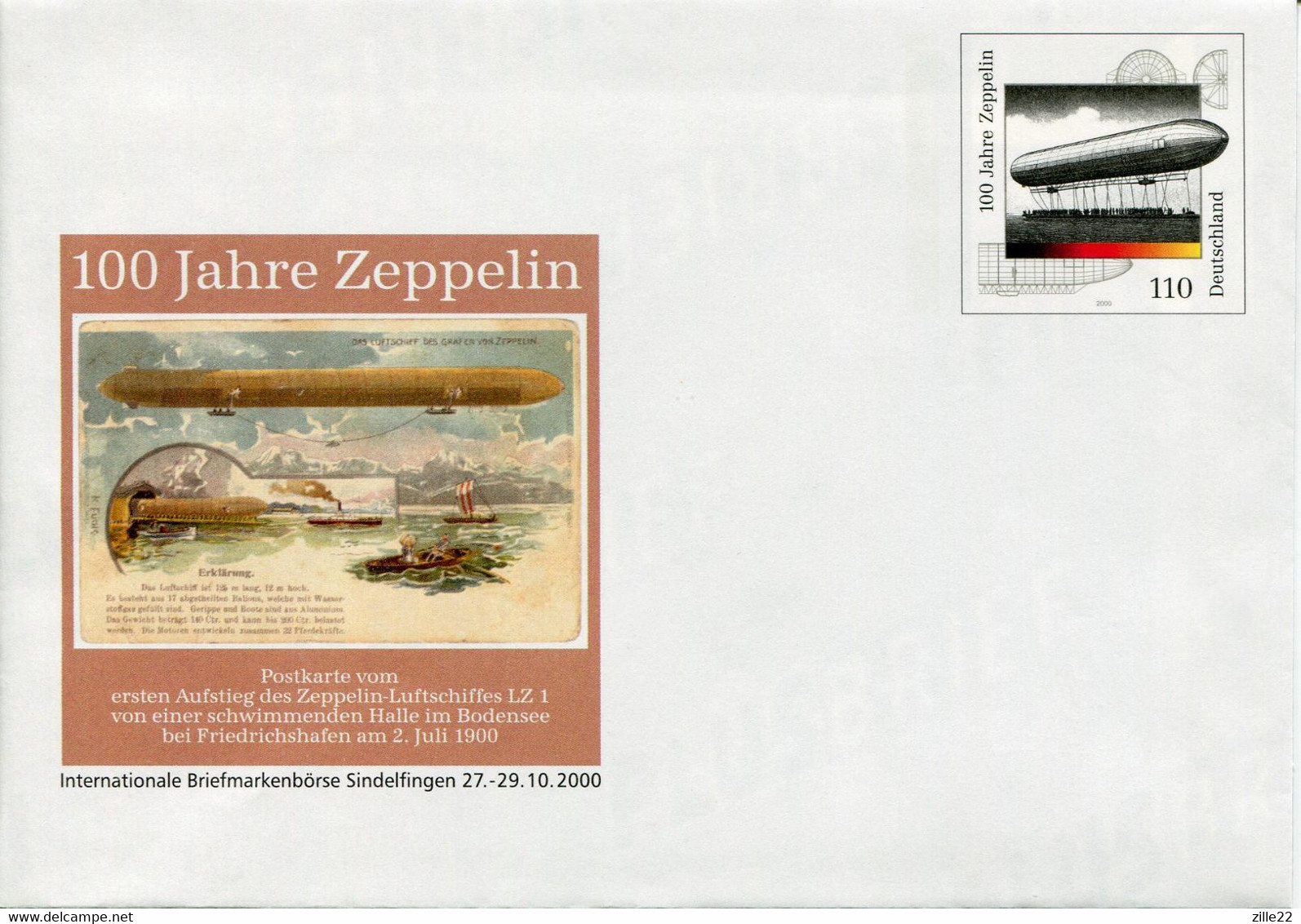 Germany Deutschland Postal Stationery - Cover - Zeppelin Design - Anniversary - Enveloppes Privées - Neuves