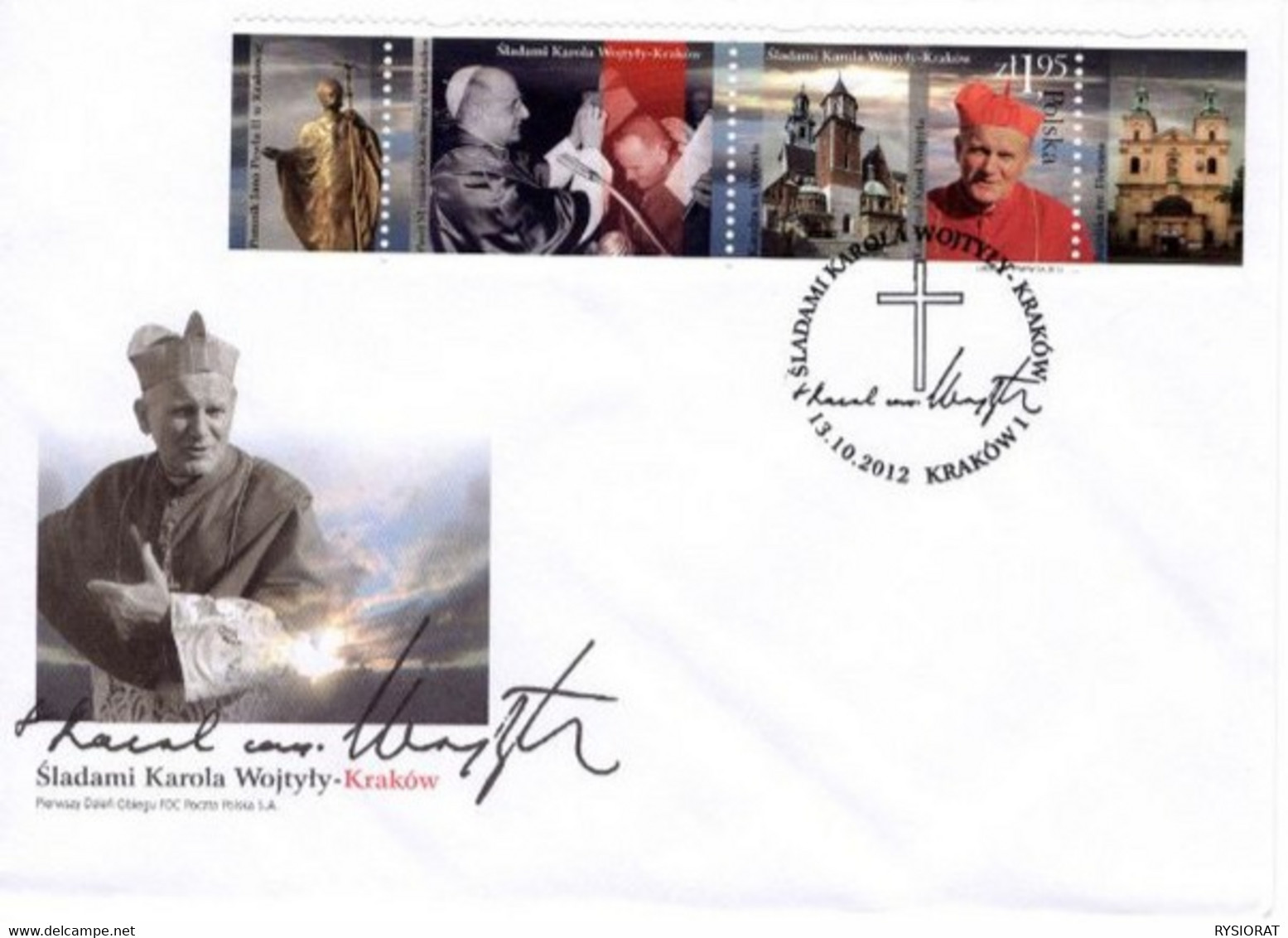 POLAND POLSKA - KRAKOW - 2012 - POPE JOHN PAUL II - STAMP - ENVELOPE COVER - SOUVENIR 64 - Papas