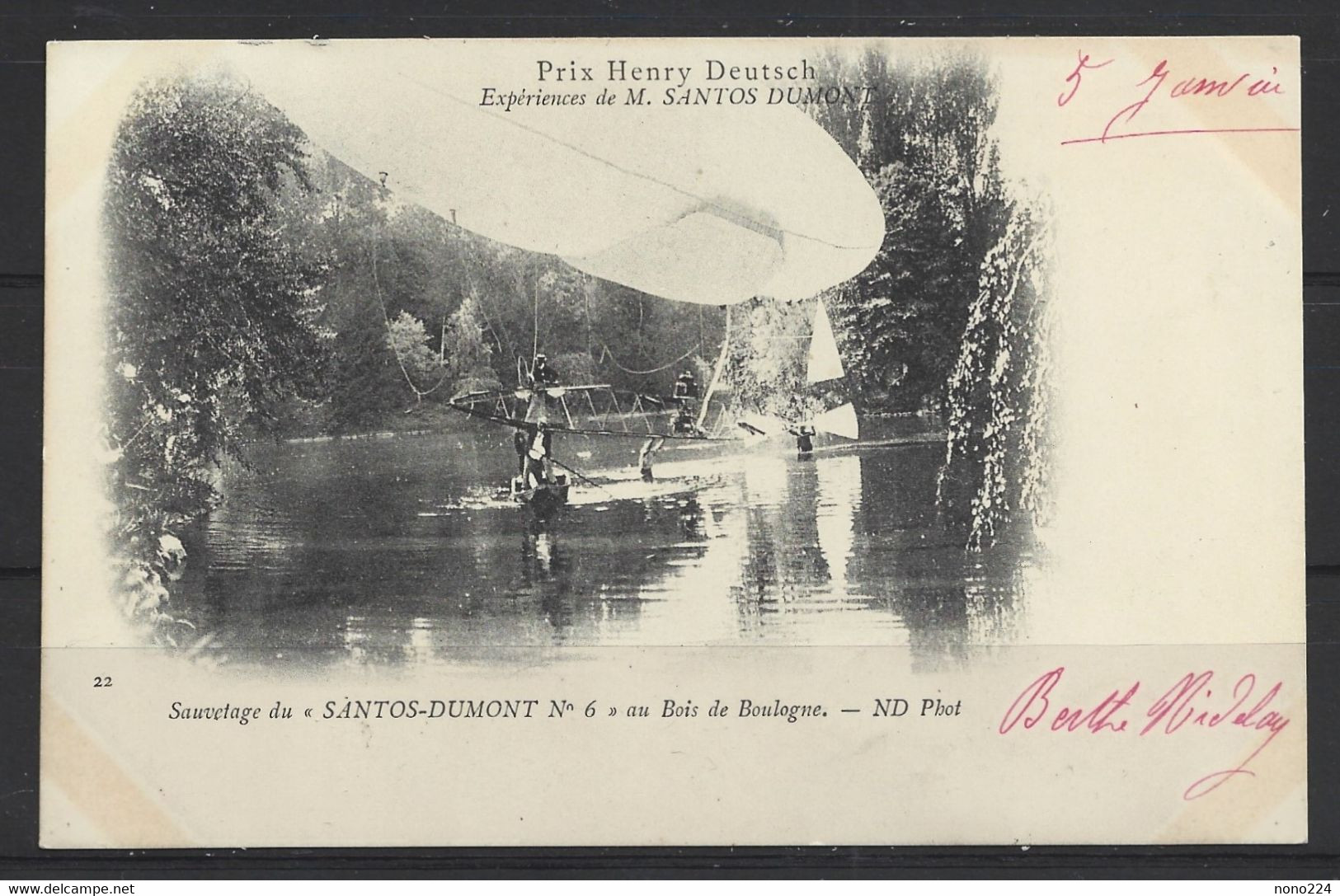Carte P De 1901 ( Sauvetage Du Santos-Dumont Au Bois De Boulogne ) - Ongevalen