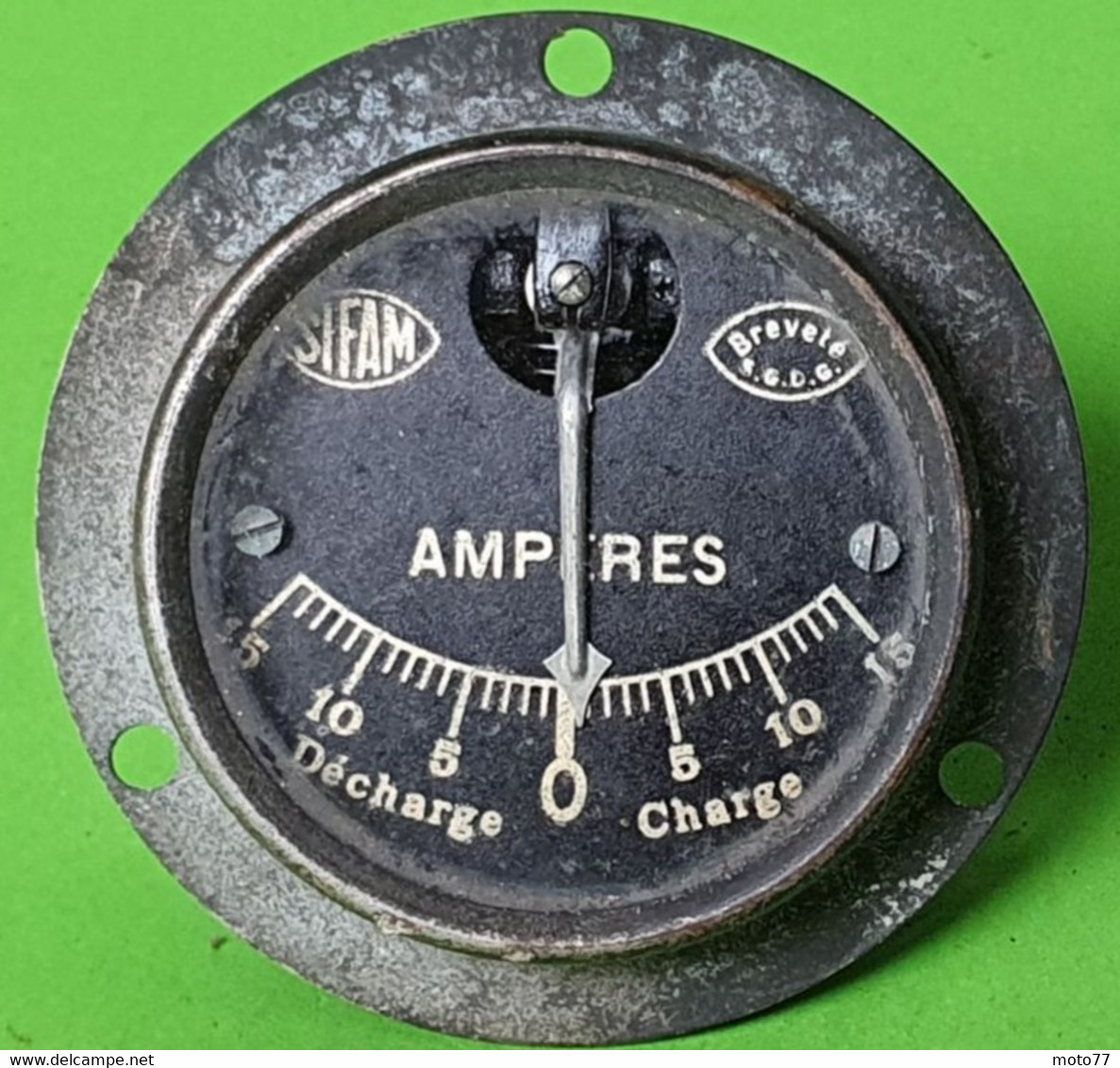 Ancien APPAREIL ÉLECTRIQUE AMPÈREMÈTRE Sifam De 0 à 15 Ampères - Pour Véhicule - "laissé Dans Son Jus" - Vers 1920 1950 - Autres Appareils