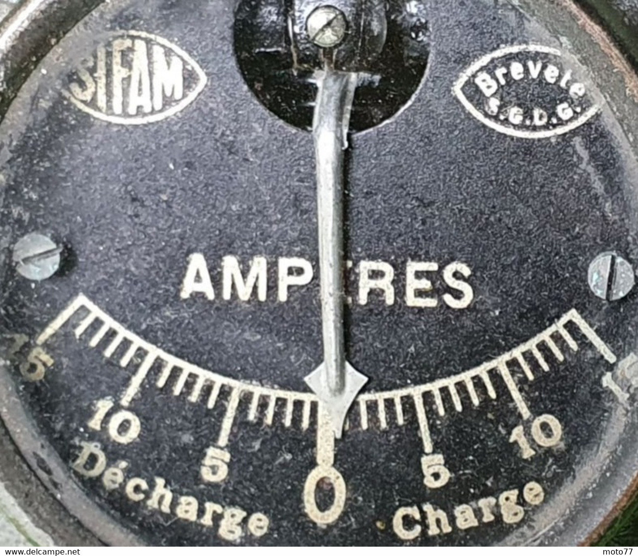 Ancien APPAREIL ÉLECTRIQUE AMPÈREMÈTRE Sifam De 0 à 15 Ampères - Pour Véhicule - "laissé Dans Son Jus" - Vers 1920 1950 - Autres Appareils