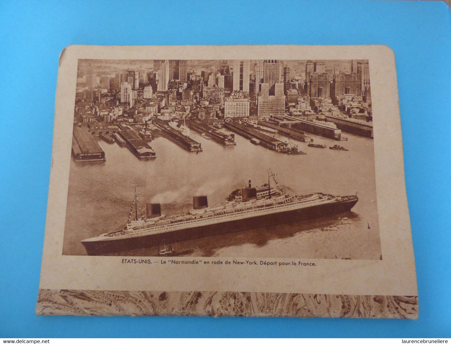 CAHIER D'ECOLIER  1939 - COUVERTURE ILLUSTREE LE NORMANDIE EN RADE DE NEW-YORK - Non Classés