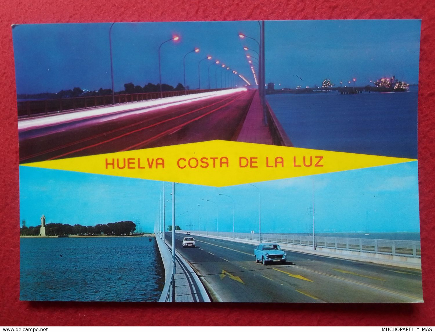 SPAIN ANDALUSIA POSTAL POST CARD HUELVA PUENTE SOBRE EL RÍO TINTO BRIDGE OVER RIVER..ED. BEASCOA Nº 8662 COCHES....PONT. - Huelva