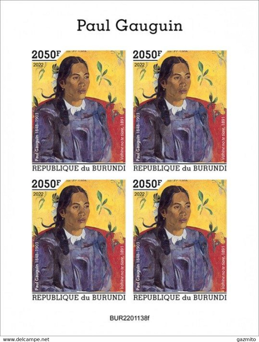 Burundi 2022, Art, Gauguin, 4val In BF IMPERFORATED - Neufs