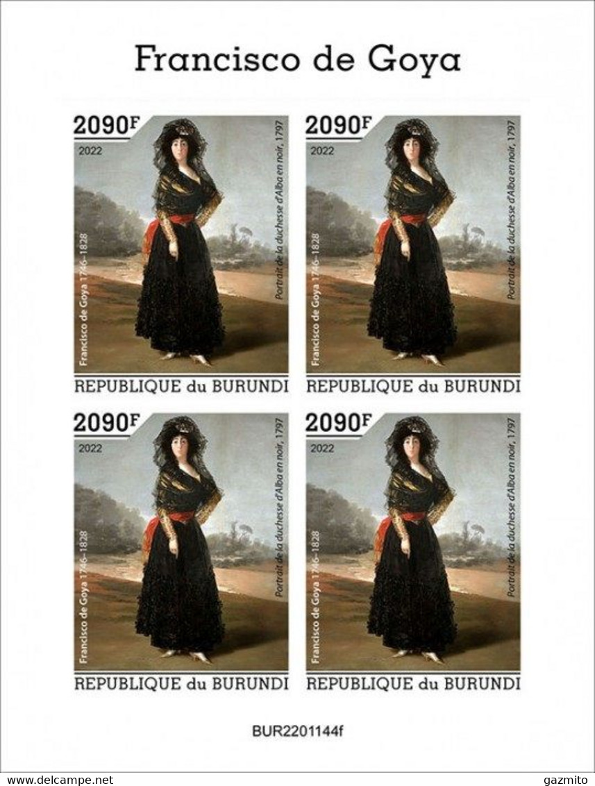 Burundi 2022, Art, Goya II, 4val In BF IMPERFORATED - Neufs