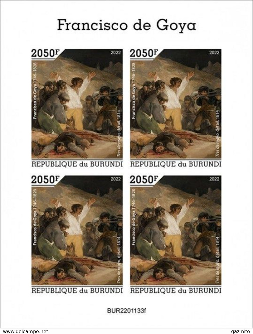 Burundi 2022, Art, Goya, 4val In BF IMPERFORATED - Nuovi