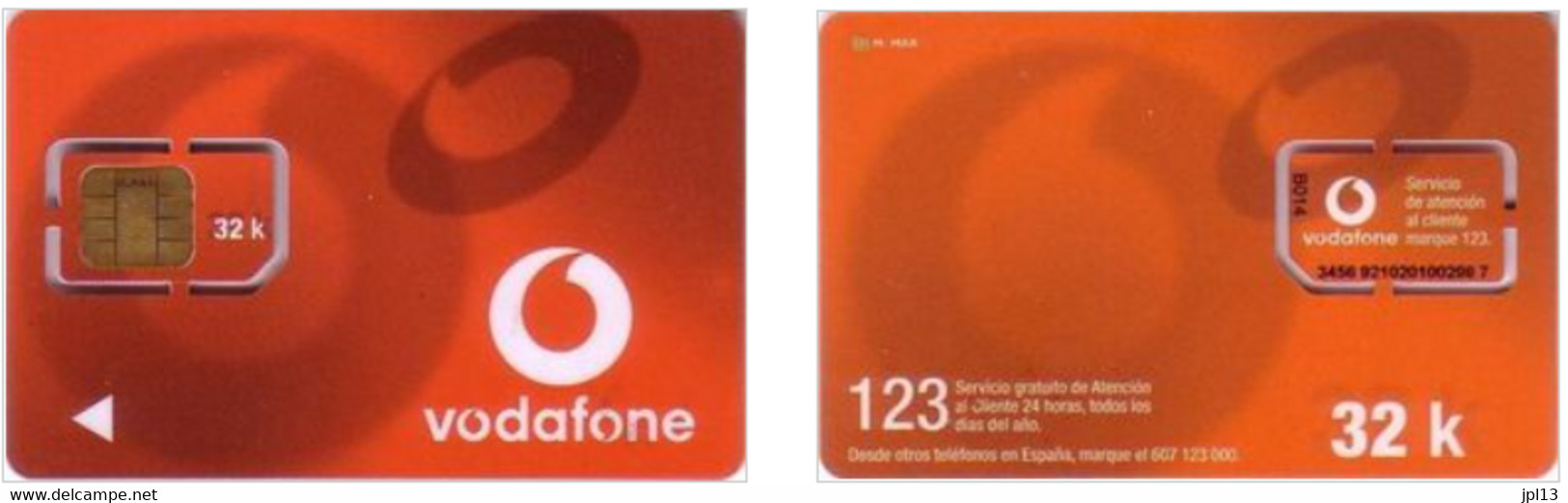 Carte SIM - Espagne - Vodafone - Vodafone Red Card 32K, Série B018 8710 - Vodafone