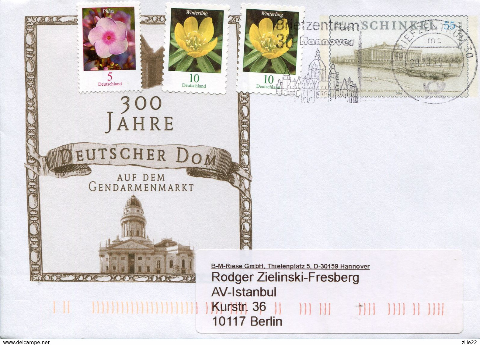 Germany Deutschland Postal Stationery - Cover - Schinkel Design -  Berlin Cathedral - Enveloppes Privées - Oblitérées