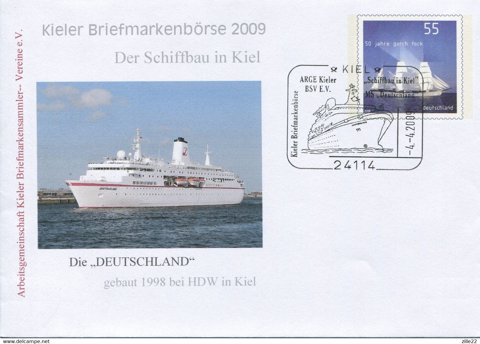 Germany Deutschland Postal Stationery - Cover - Gorch Fock Design - MS Deutschland - Private Covers - Used