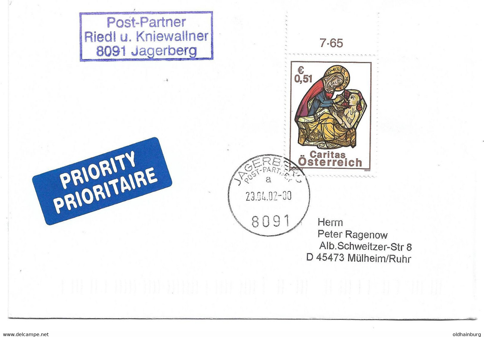 2055g: Österreich 2002, Beleg Von Kleinem Post- Partner 8091 Jagerberg - Feldbach