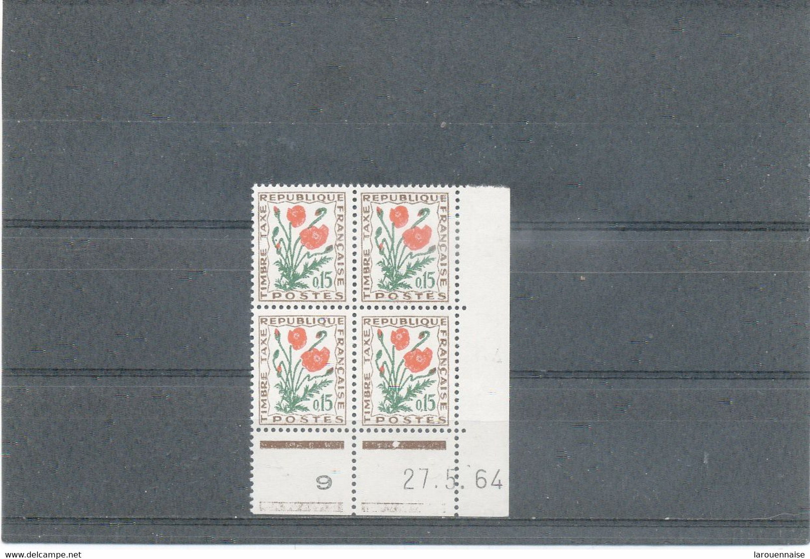 COINS DATES- TAXE N°97 ** FLEURS 0,15F -27-5-64 - Taxe