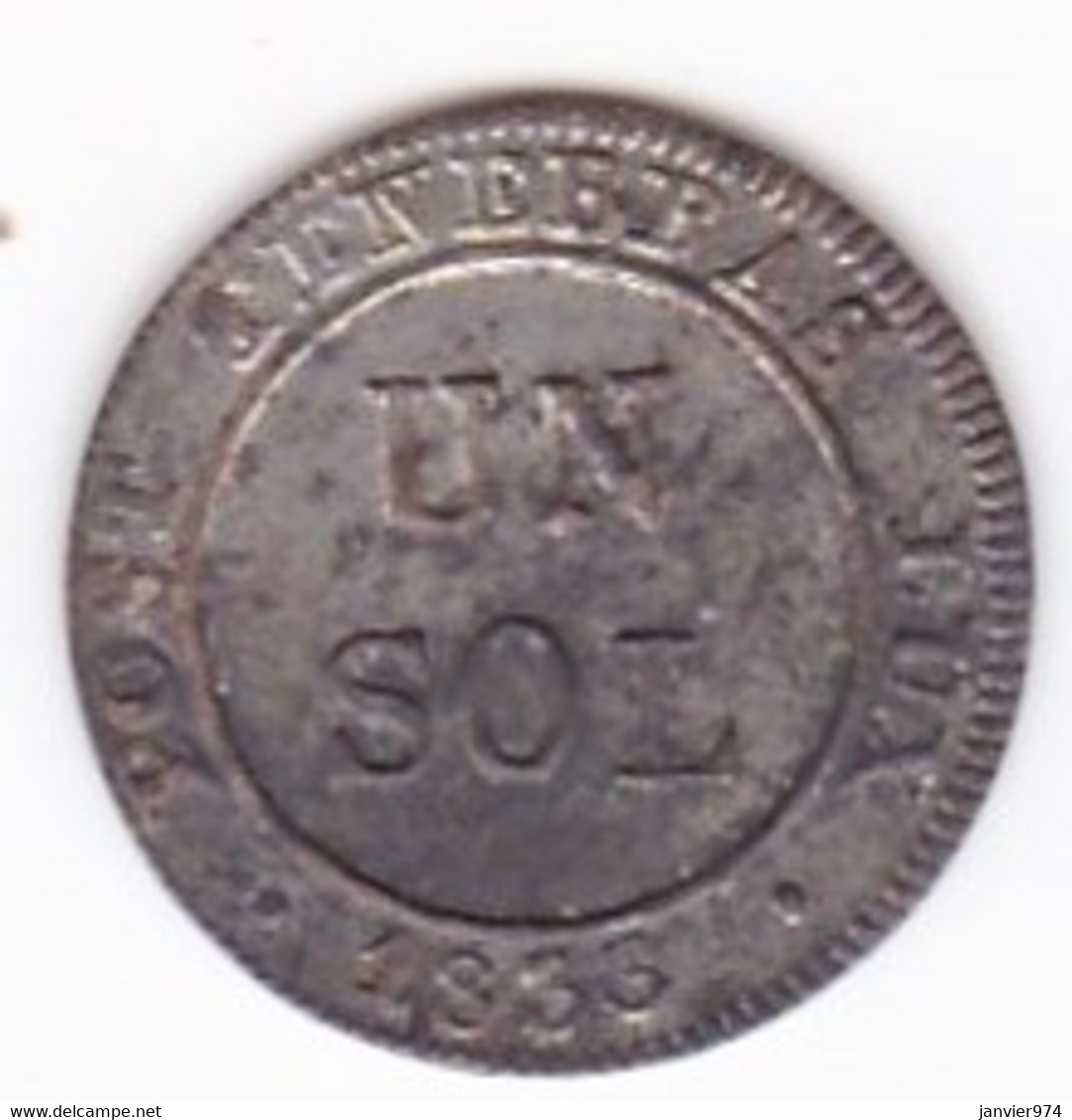 Canton De Genève. 1 Sol 1833, En Billon . KM# 120 - Système Monétaire 1814-1838