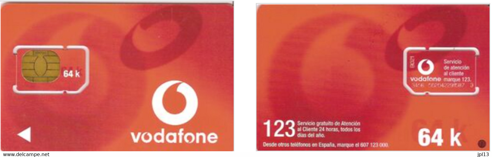 Carte SIM - Espagne - Vodafone - Vodafone Red Card 64K, Série B021 9420 - Vodafone