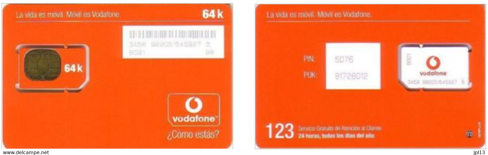 Carte SIM - Espagne - Vodafone - La Vida Es Móvil.Móvil Es Vodafone, Série B021 6520 - Vodafone