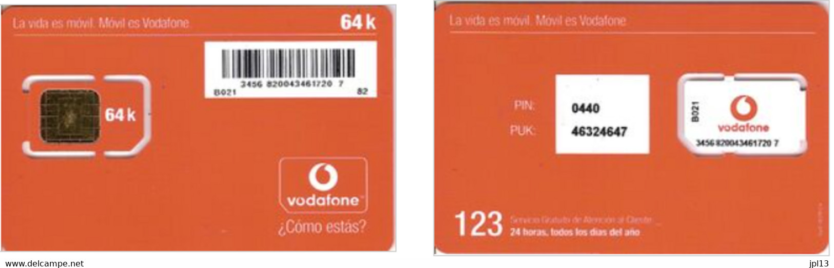 Carte SIM - Espagne - Vodafone - La Vida Es Móvil.Móvil Es Vodafone, Série B021 4500 - Vodafone
