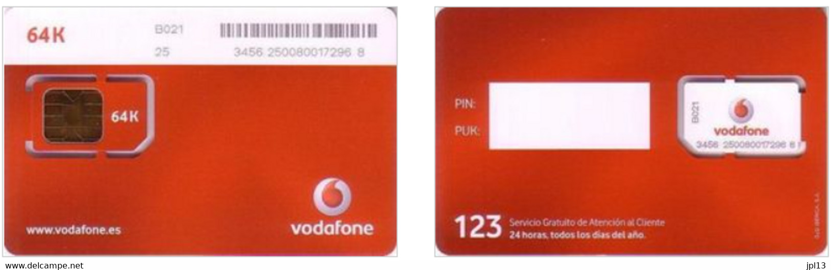 Carte SIM - Espagne - Vodafone - Vodafone Red Card 64K, Série B034 8501 - Vodafone