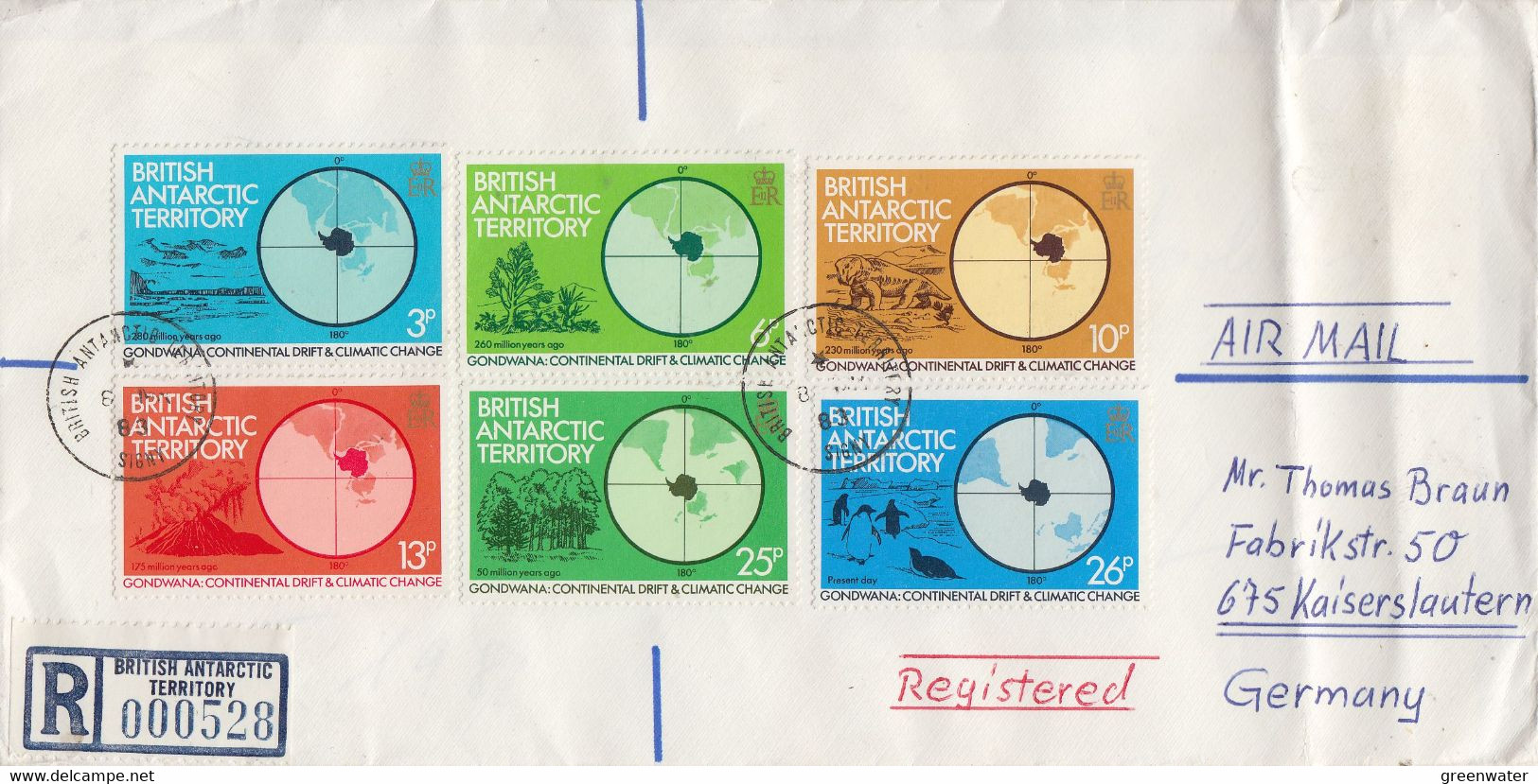 British Antarctic Territory (BAT) 1983 Gondwana 6v (complset) On Regis. Cover (folded) Ca Signy 8 AP 1983  (57747) - Lettres & Documents