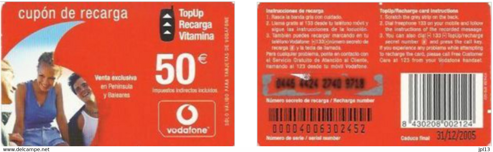 Recharge GSM - Espagne - Vodafone - TopUp Recarga Vitamina, Exp. 31/12/2005 - Vodafone