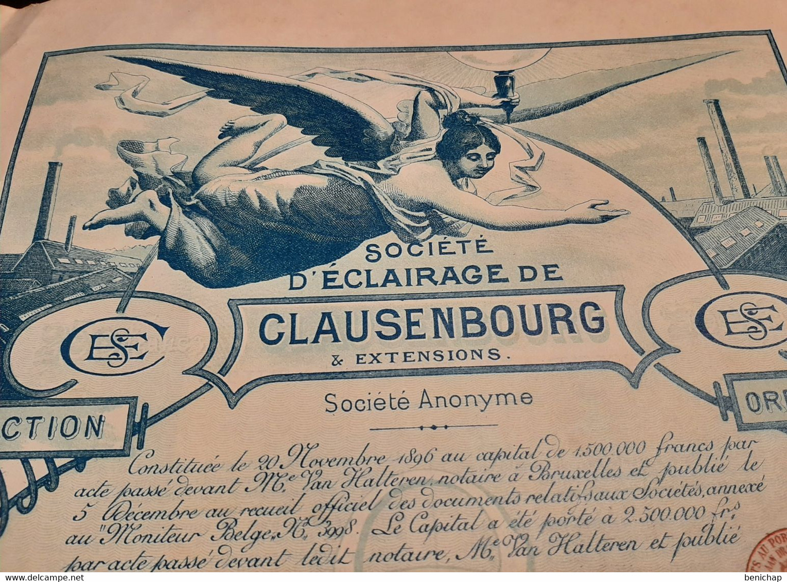 Société D'éclairage De Clausenbourg & Extensions S.A. - Action Ordinaire - Bruxelles 31 Juillet 1897. - Electricité & Gaz