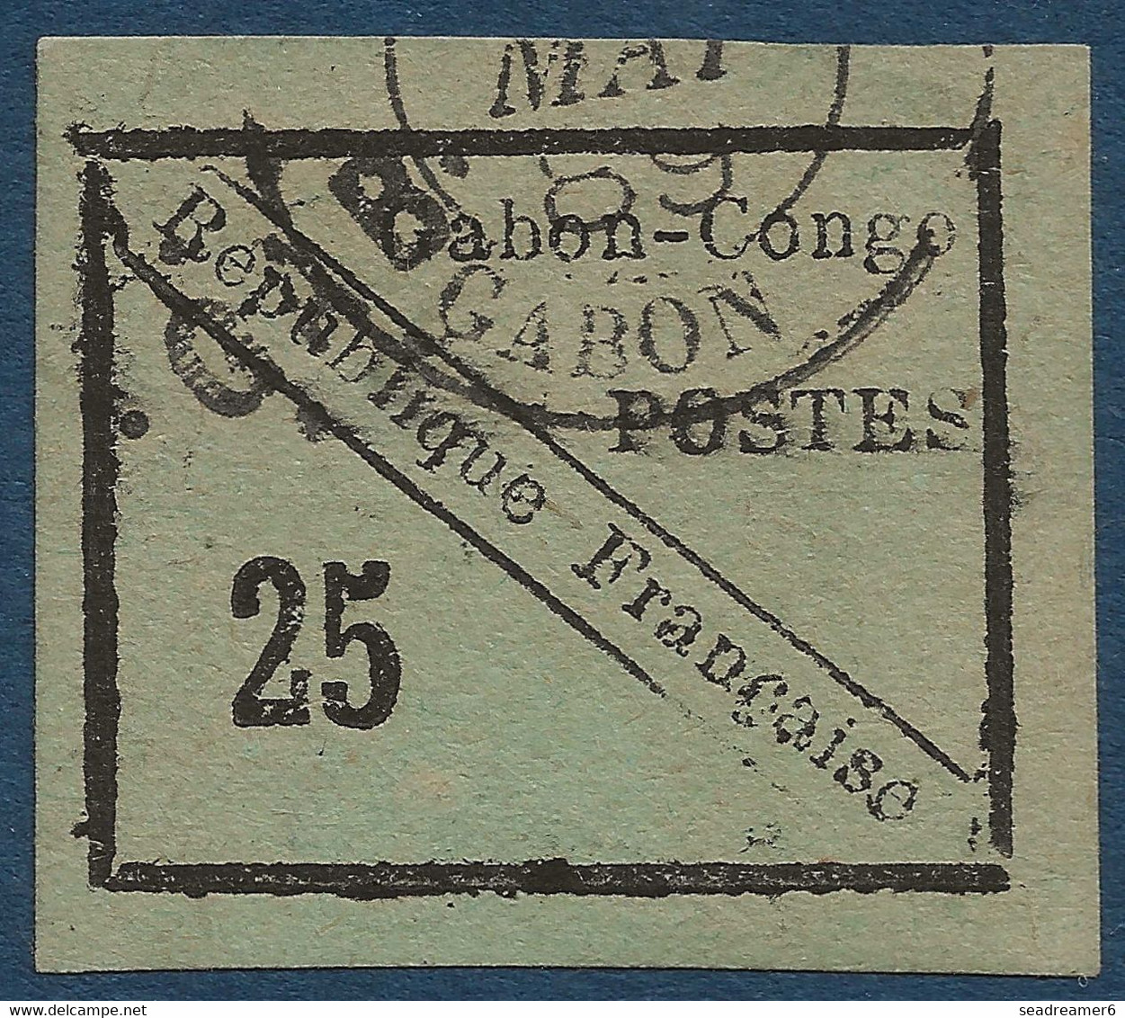 FRANCE Colonies GABON N°15 Oblitéré 25c Noir Sur Vert Un Timbre Superbe ! Signé R.CALVES, JAMET & HOTZ - Gebraucht