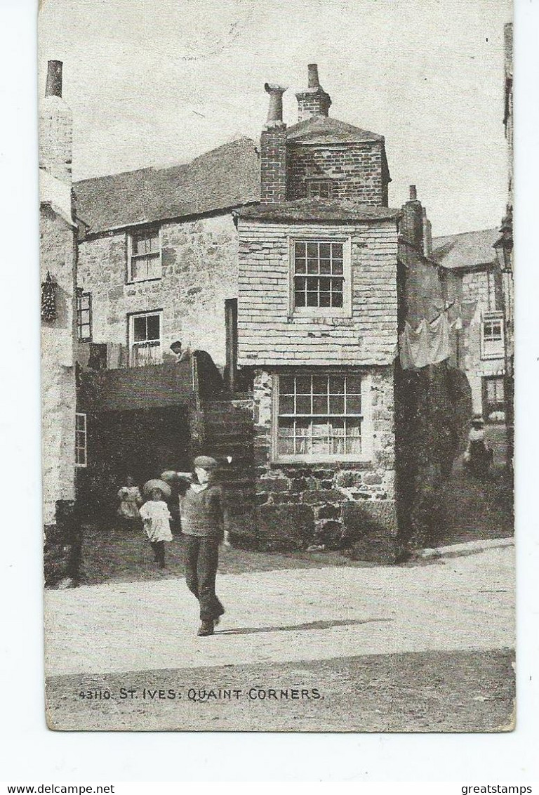 Cornwall Postcxard St.ives Quint Corners Sepiatone Posted 1919 - St.Ives