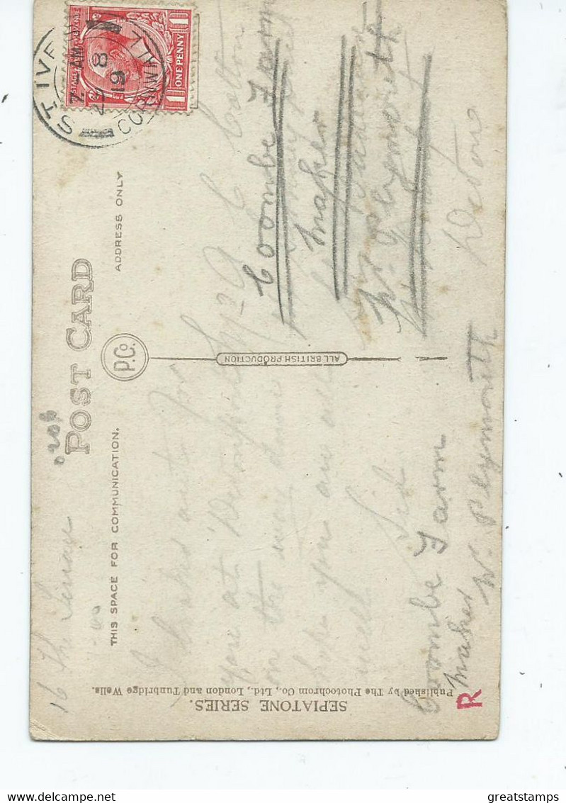 Cornwall Postcxard St.ives Quint Corners Sepiatone Posted 1919 - St.Ives