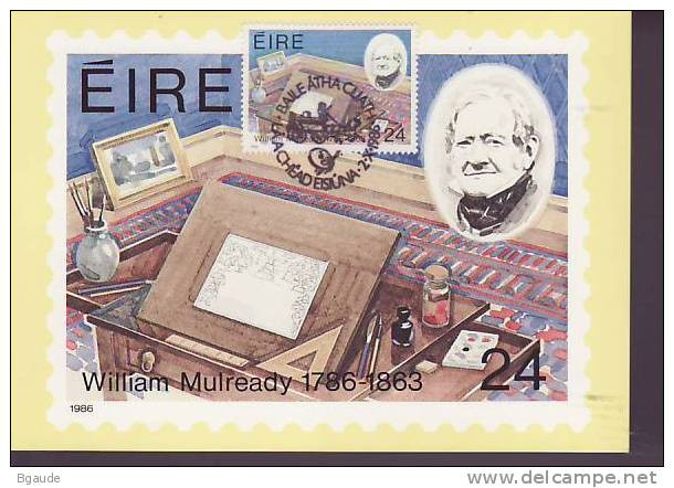 IRLANDE CARTE MAXIMUM NUM YVERT  611 PEINTURE MULREADY - Cartes-maximum