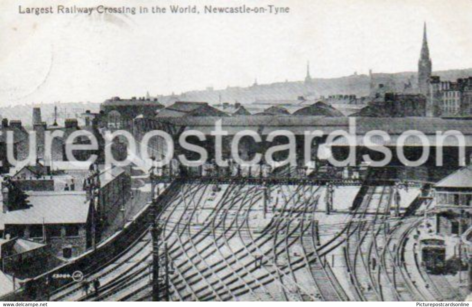 LARGEST RAILWAY CROSSING IN THE WORLD NEWCASTLE ON TYNE OLD B/W POSTCARD - Newcastle-upon-Tyne