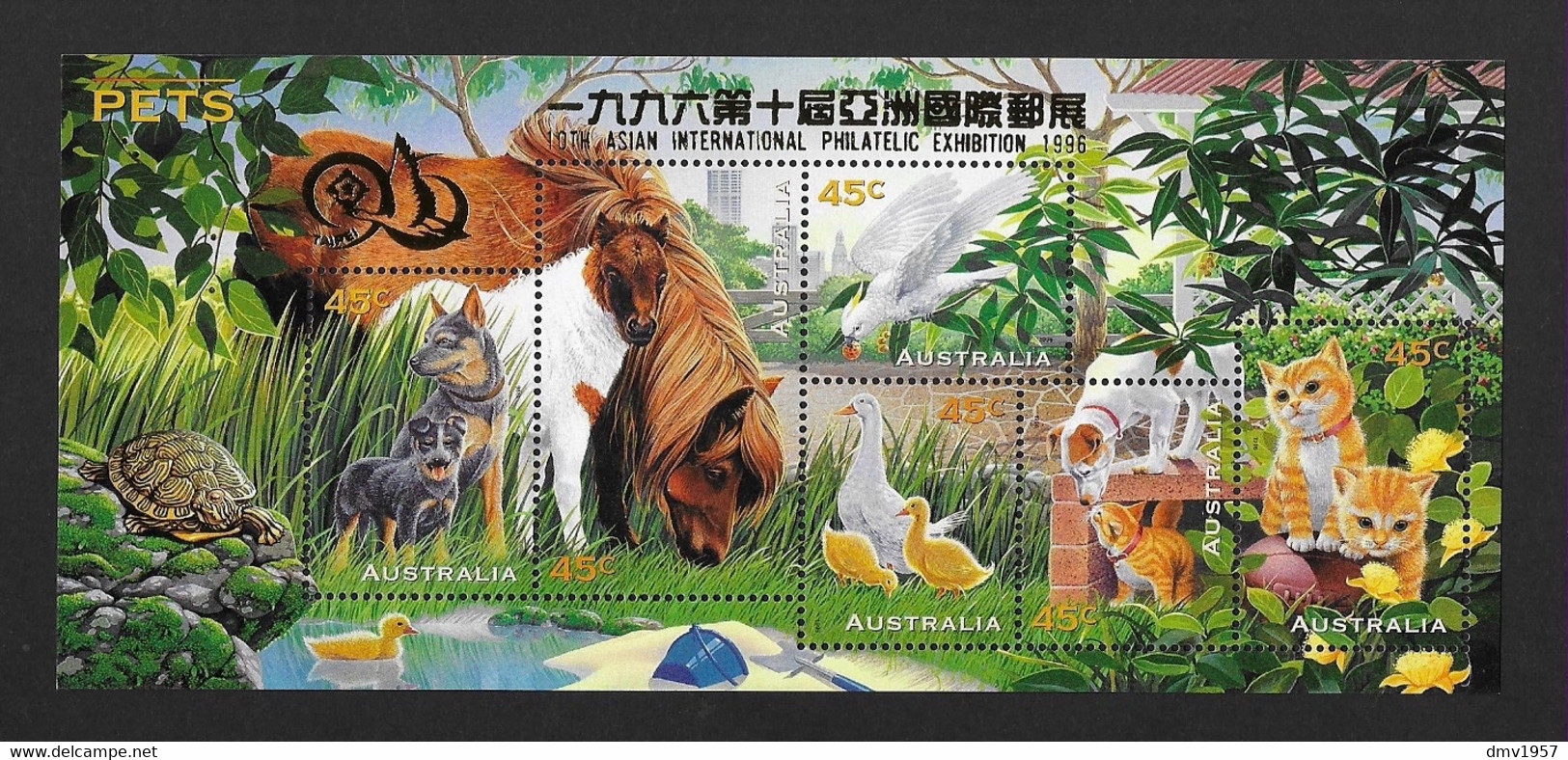 Australia 1996 MNH Pets MS 1651 O/print Taipei 10th Asian Int'l Stamp Expo 1996 - Ungebraucht