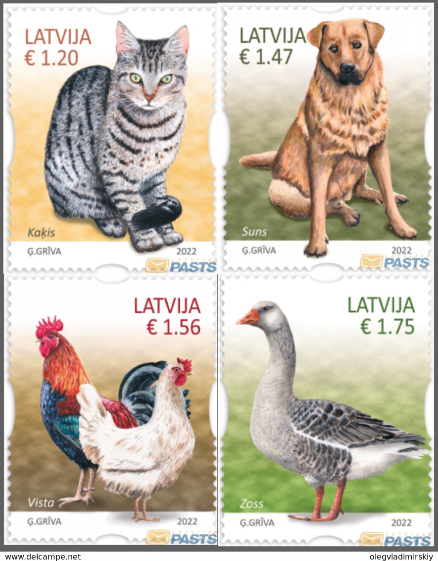 Latvia Lettland 2022 Definitives Domestic Animals Set Of 4 Stamps Mint - Oies