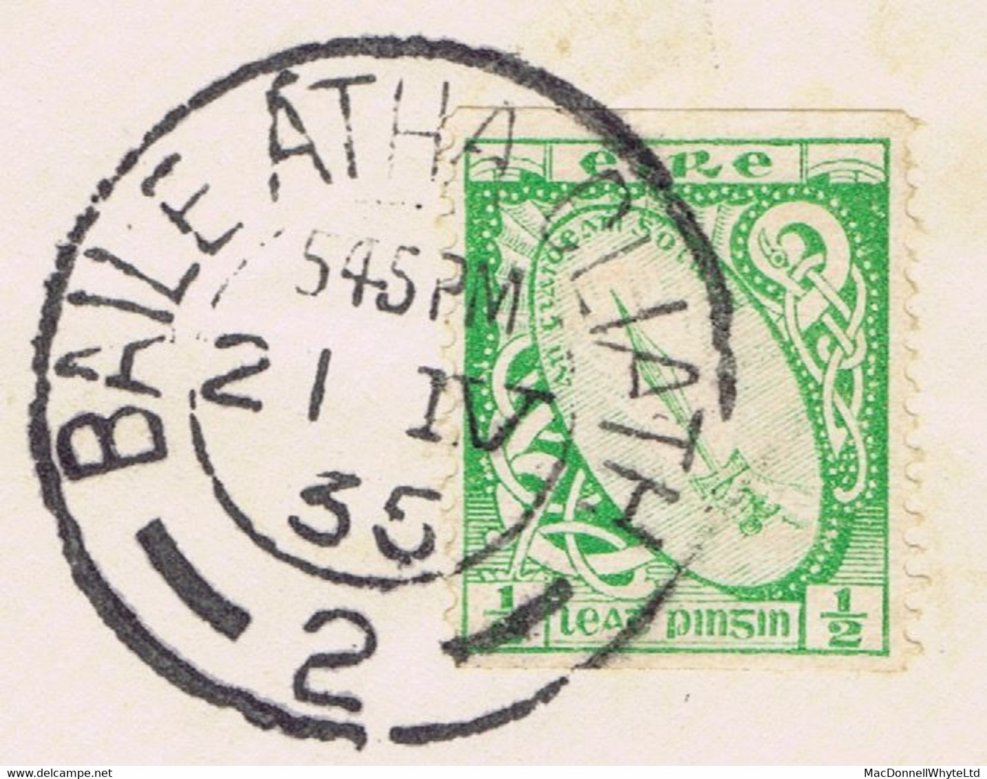 Ireland 1934 ½d Imperf X Perf 14 Experimental Coil, Single Use On Printed Rising Souvenir Cover, Dublin Cds 21 IV 35 - Storia Postale