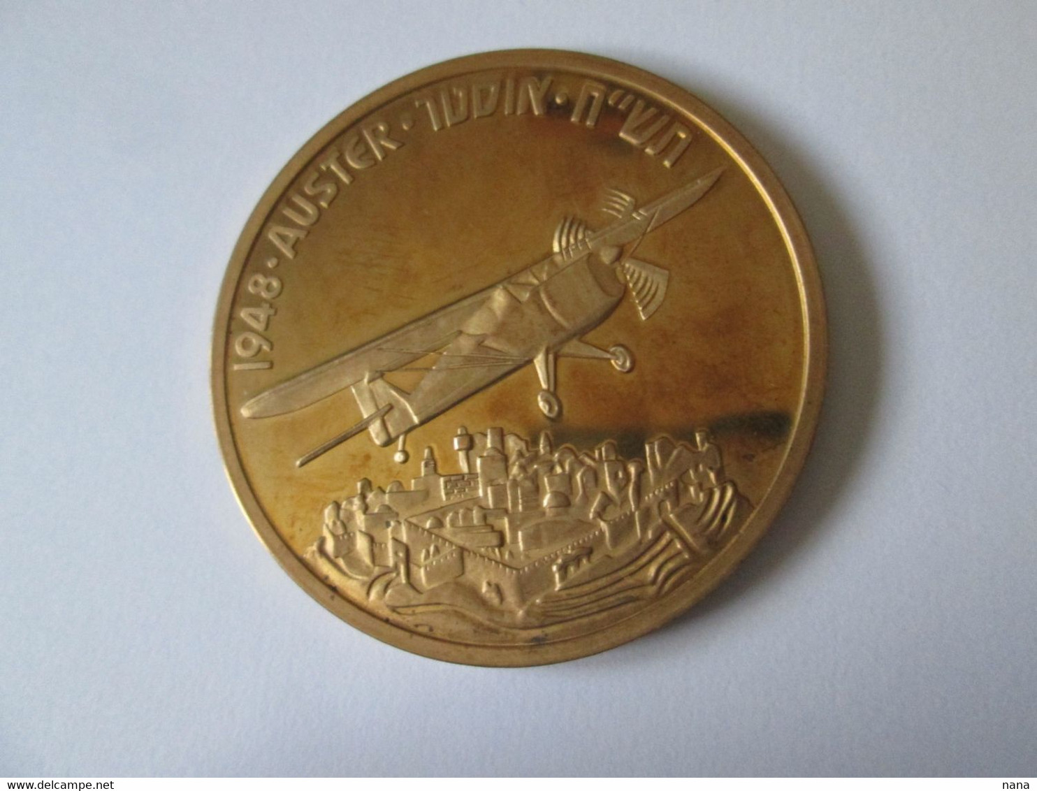 Rare! Israel IDF/IAF Air Force Auster Airplane Official State Medal Diameter=50 Mm,weight=41 Grams - Other & Unclassified