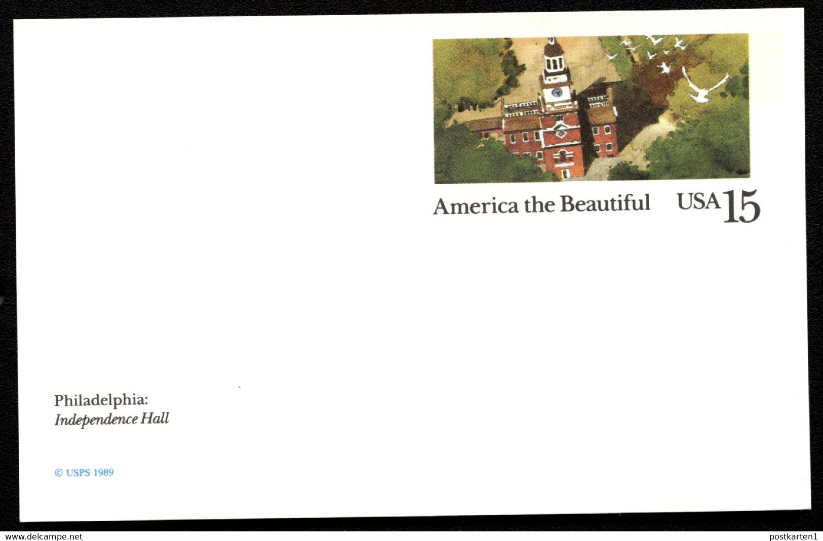 UX135 Postal Card INDEPENDENCE HALL Philadelphia PA  Mint 1989 - 1981-00