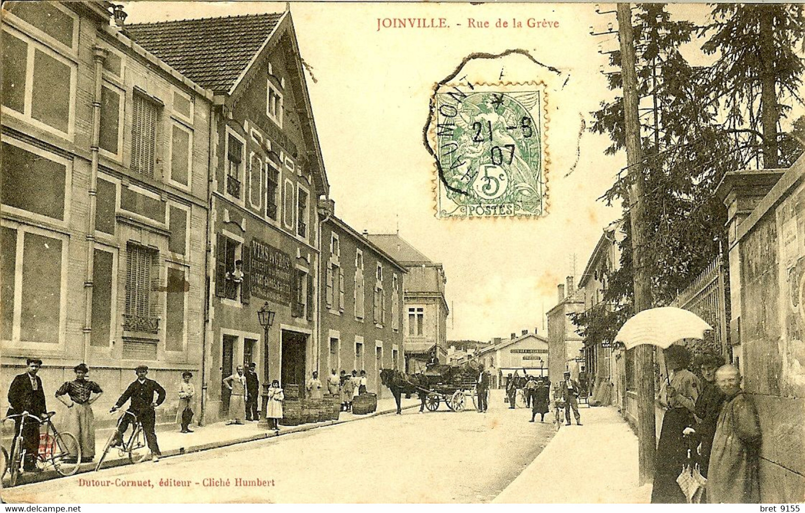 52 JOINVILLE RUE DE LA GREVE ATTELAGE CHARGE DE TONNEAUX MAISON VINS EN GROS - Joinville