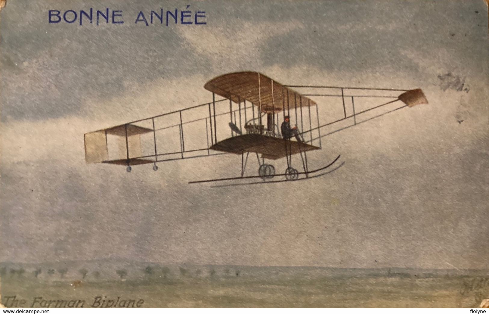 Aviation - Avion FARMAN BIPLANE - Biplan - Plane - Cpa Bonne Année - ....-1914: Précurseurs