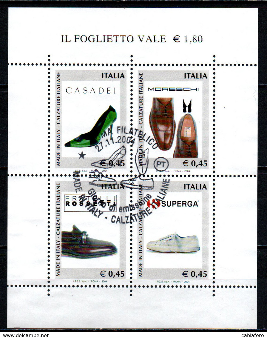 ITALIA - 2004 - MADE IN ITALY: LE SCARPE ITALIANE - FOGLIETTO - SOUVENIR SHEET - USATI - 2001-10: Usados