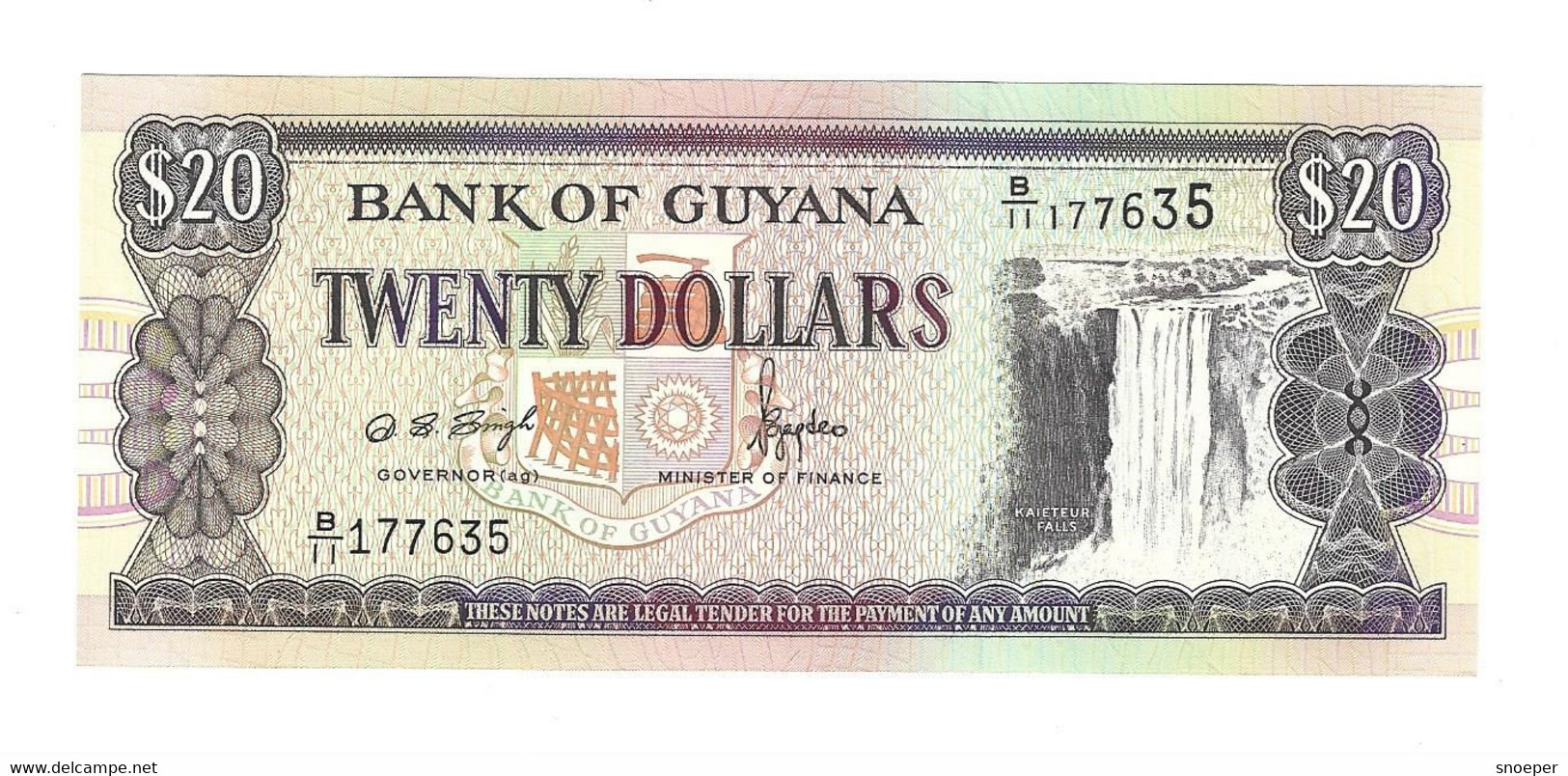 *guyana 20 Dollars 1996 30b  Sig 11   Unc - Guyana