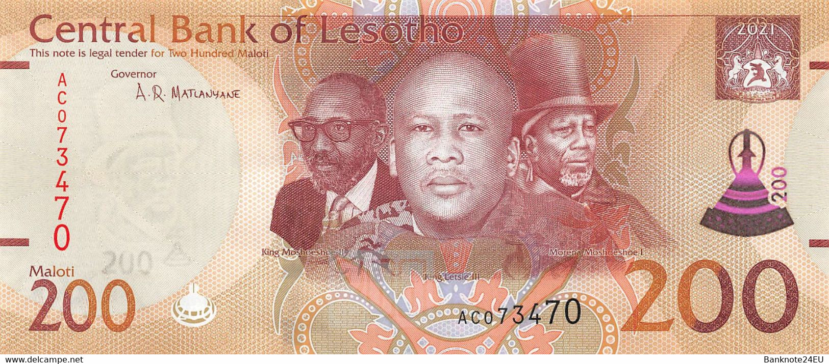 Lesotho 200 Maloti 2021 Unc - Lesoto