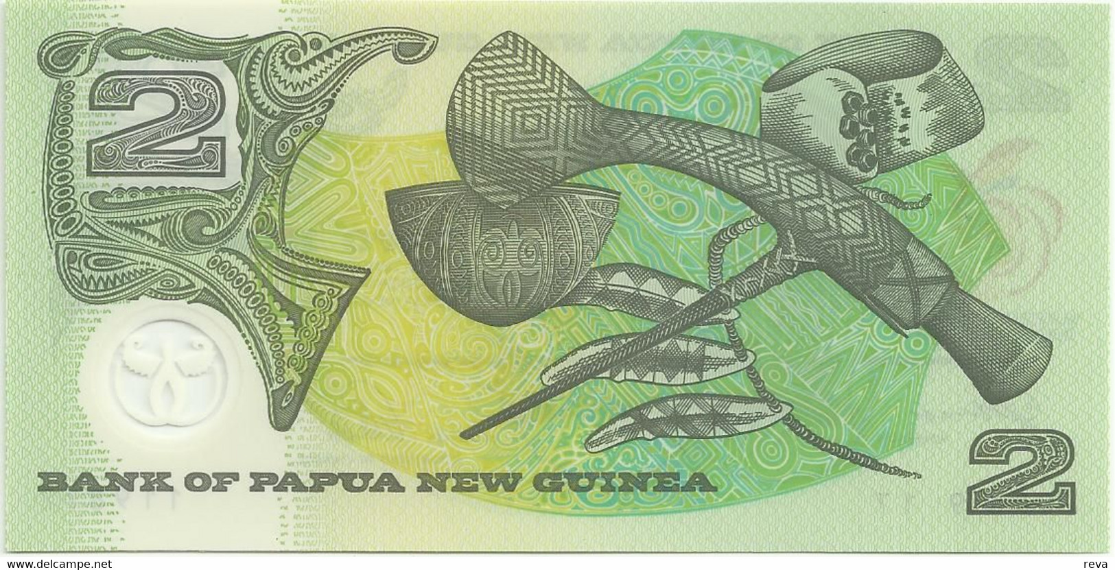 PAPUA NEW GUINEA 2 KINA GREEN BIRD 9TH SP GAMES FRONT & ARTIFACTS BACK POLYMER DATED 1991 UNC P.12 READ DESCRIPTION !! - Papouasie-Nouvelle-Guinée