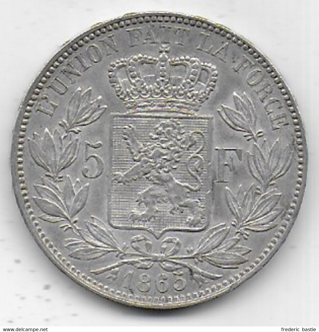 BELGIQUE - Léopold 1er   -  5 Fr  1865 - 5 Francs