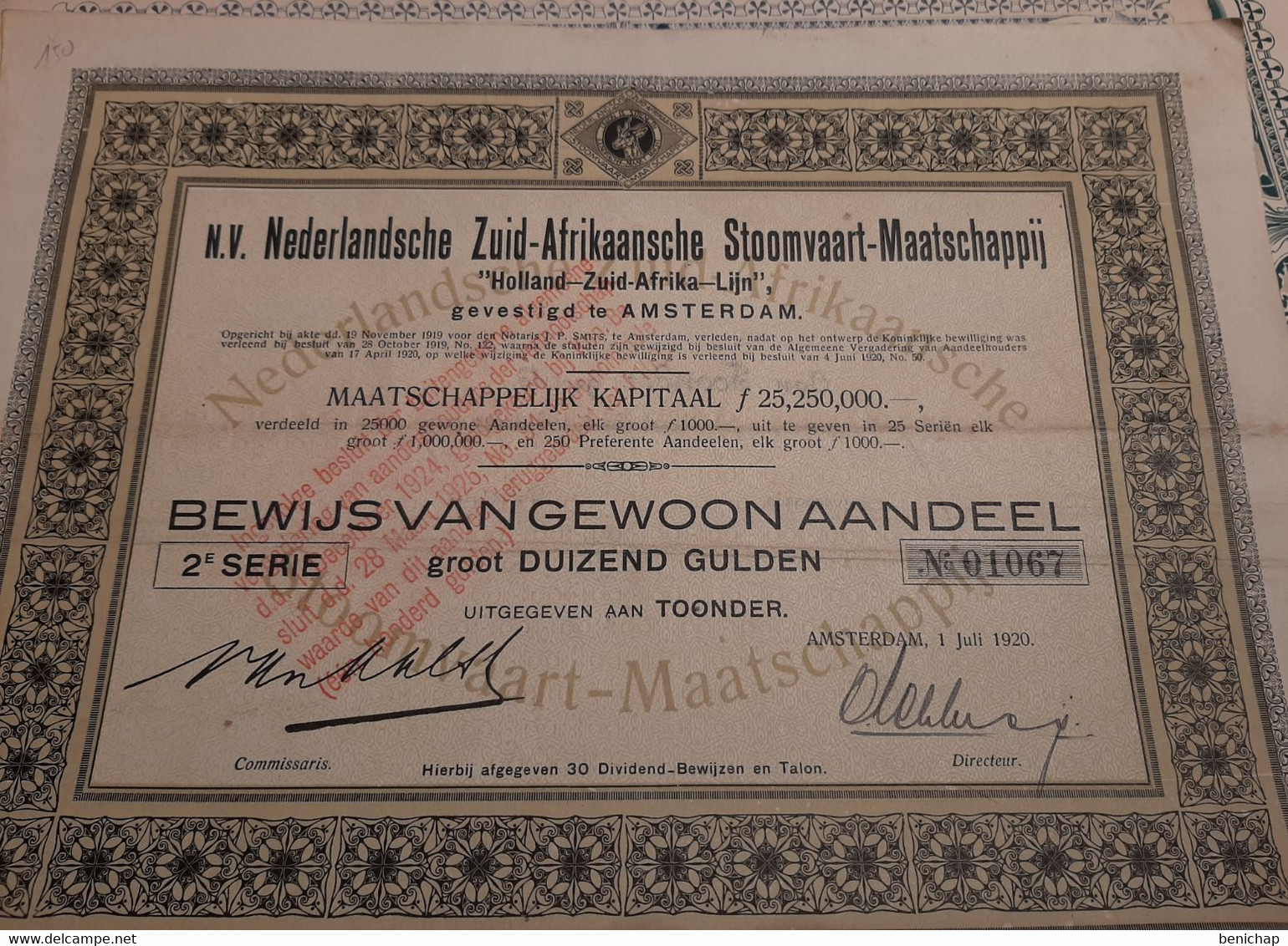 N.V. Nederlandsche Zuid-Afrikaansche Stoomvaart-Maatschappij " Holland - Zuid Africa - Lijn - Amsterdam Juli 1920. - Railway & Tramway