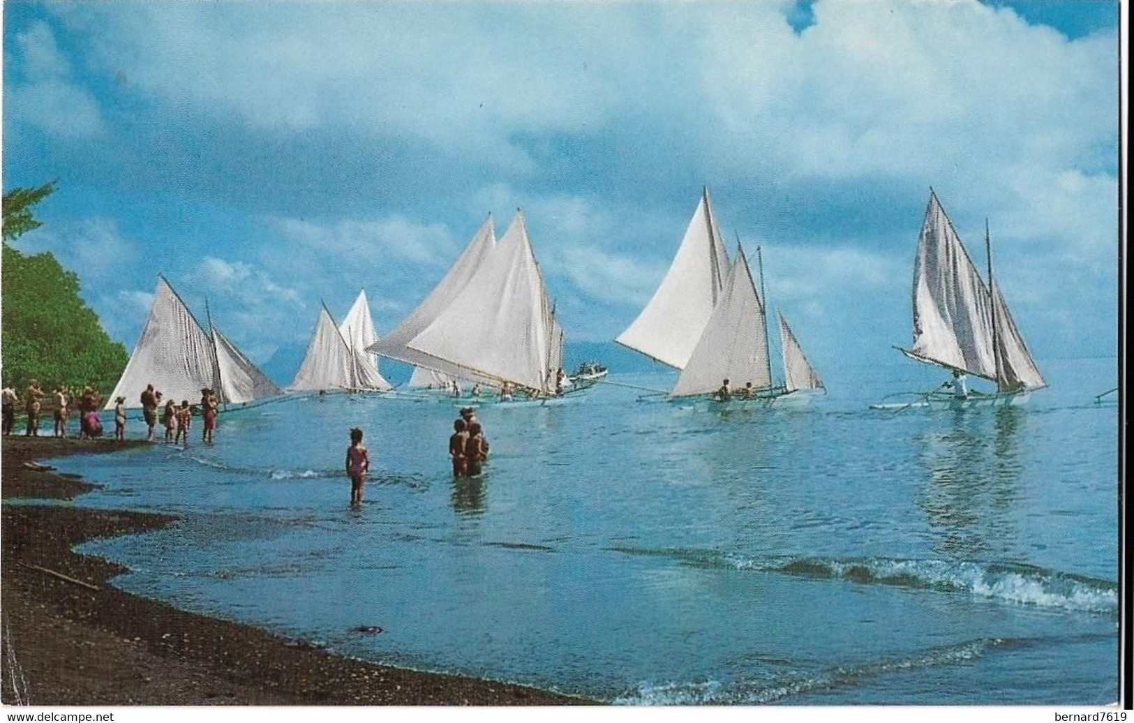 La Polynesie Francaise  -   Course De Pirogues  A Voiles  Dans La Rade  De Papette Pendant Le Juillet 1965 - Polynésie Française