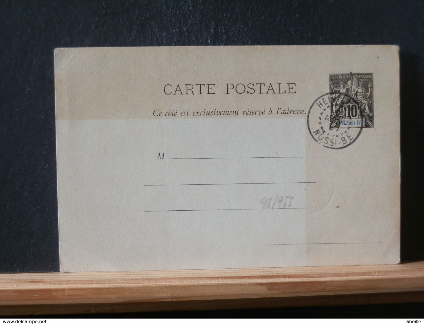 98/955  CP  NOSSI-BE  OBL.1889 - Storia Postale