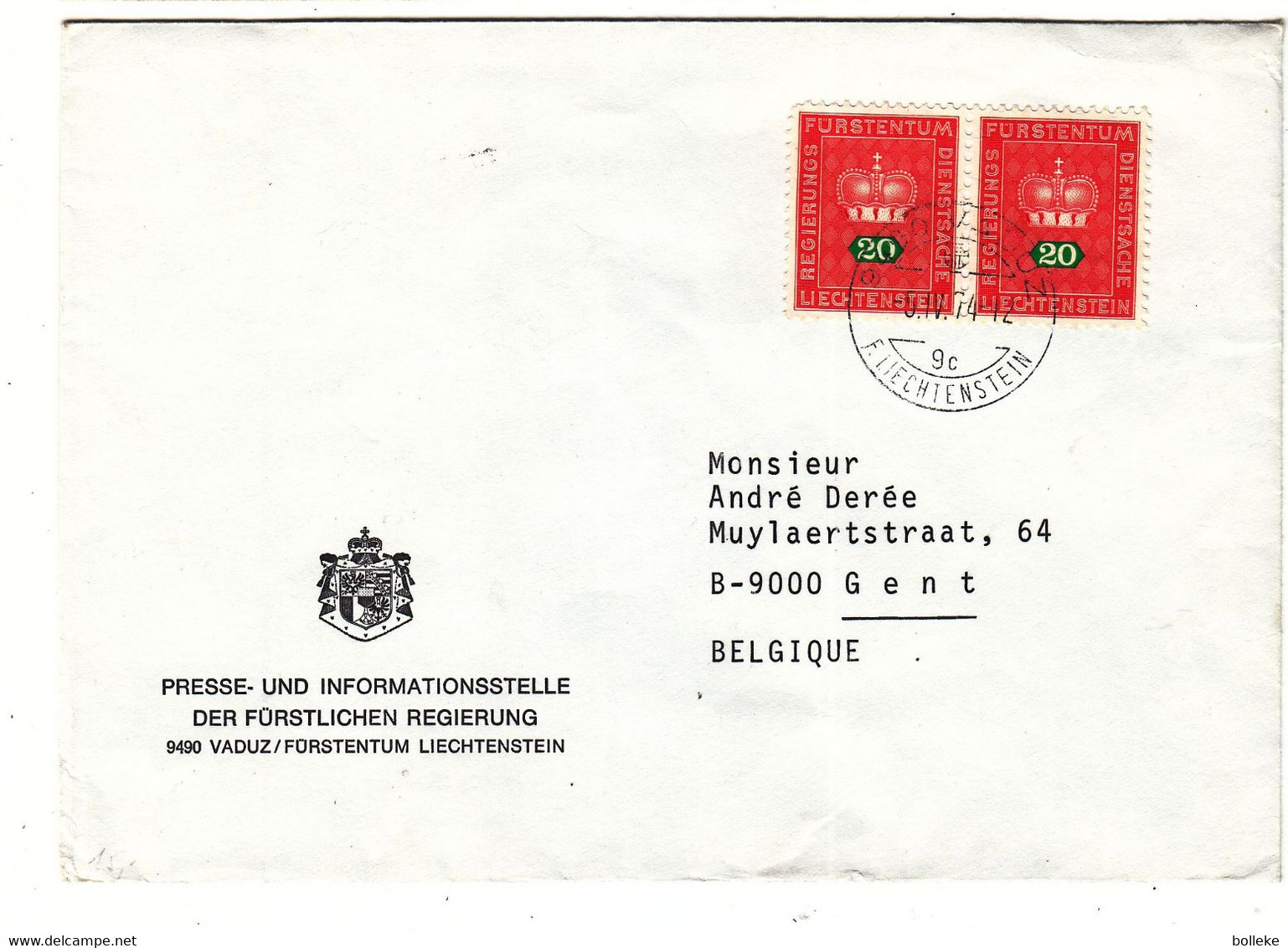 Liechtenstein - Lettre De Service De 1974 - Oblit Vaduz - Presse - Briefe U. Dokumente