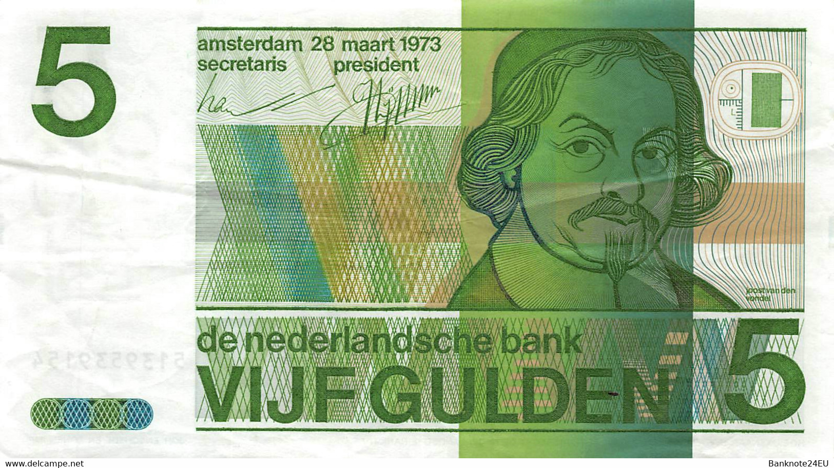 Netherlands 5 Gulden 1973 Vondel Vf Pn 95a - 5 Gulden